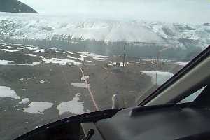 Lake Hoare Camp straight ahead, up against the glacier